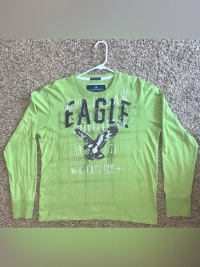 American Eagle Vintage Green Eagle Graphic Long Sleeve Shirt
